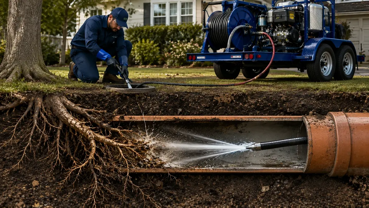 Tree Root Removal with Hydro Jetting in Cambria